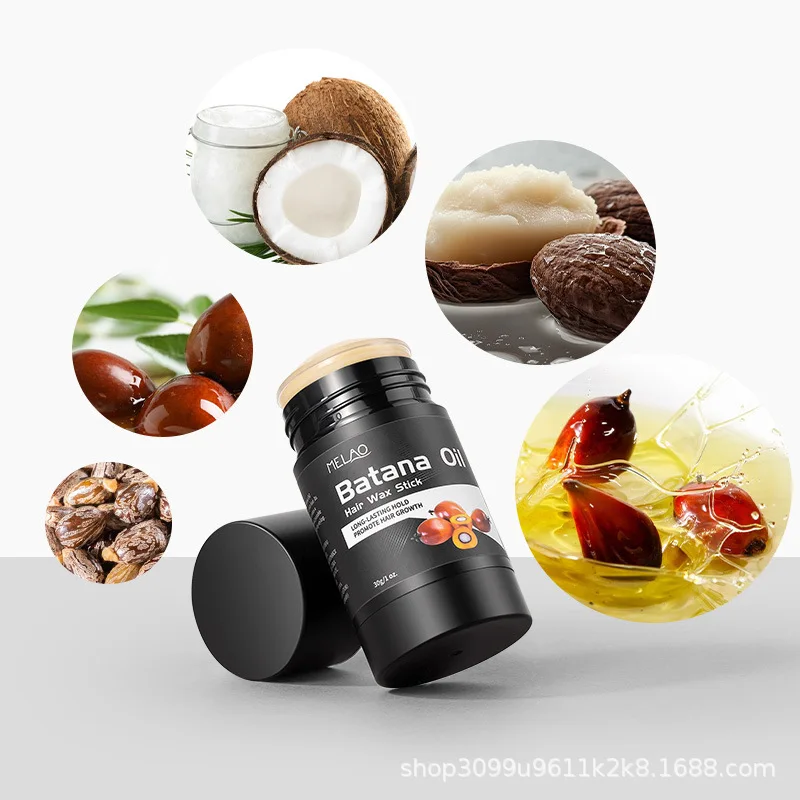 Batana oil Hair Wax Stick Anti-frizz Flyaways Control Styling Wax Long-lasting Smooth Broken Back Hair Pomade Cream
